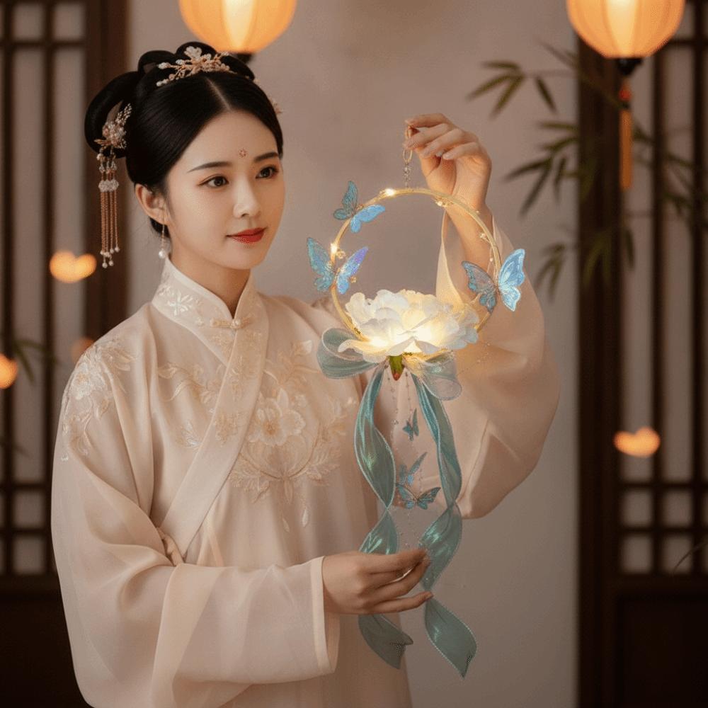 Organza Ribbon Butterfly Lanterns Material Package Hanging Festival Light  Crafting Party