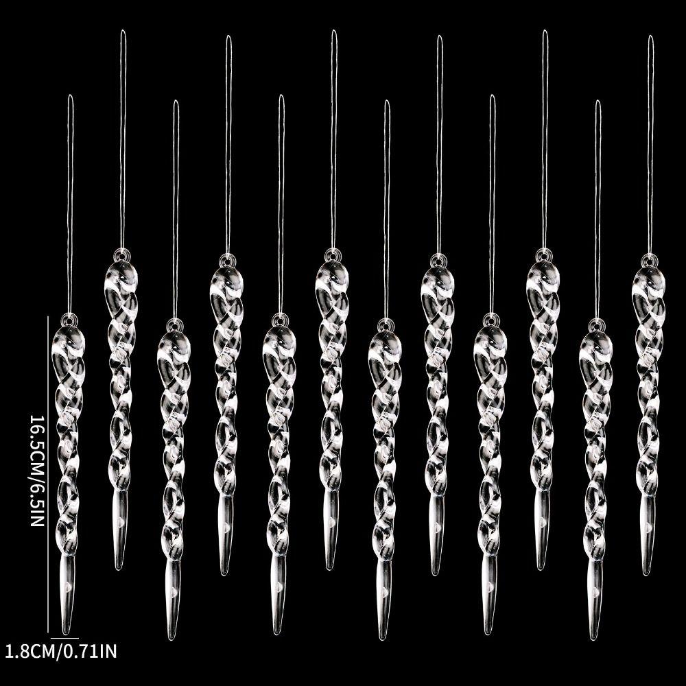 Twisted Water Drop Design Christmas Tree Pendants Acrylic Snowflake Ornaments Set Home Decoration