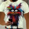 Men's 3D Dog Print T-Shirt - Colorful Fur Pattern Crew Neck Short Sleeve Casual Summer Streetwear Top