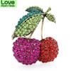 Sparkling Big Cherry Brooches For Women Unisex Full Rhinestone Fruits Party Office Brooch Pin Gifts