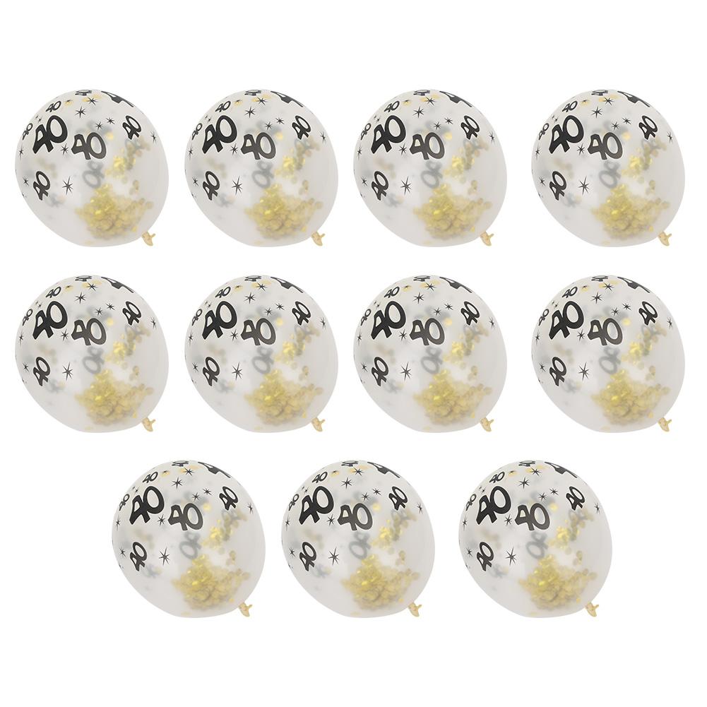 10Pcs Latex Transparent Balloon with Nnumber 40 Pattern for Birthday Party Wedding Anniversary Decorate