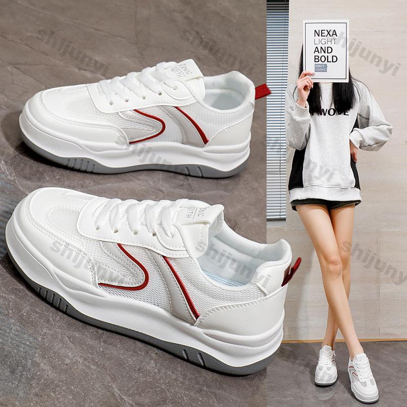 Женская обувь 2025 Весна Осень Новые Удобные Увеличение роста Шнуровка Прошивка Повседневная обувь Дышащие Сетчатые Кроссовки на платформе