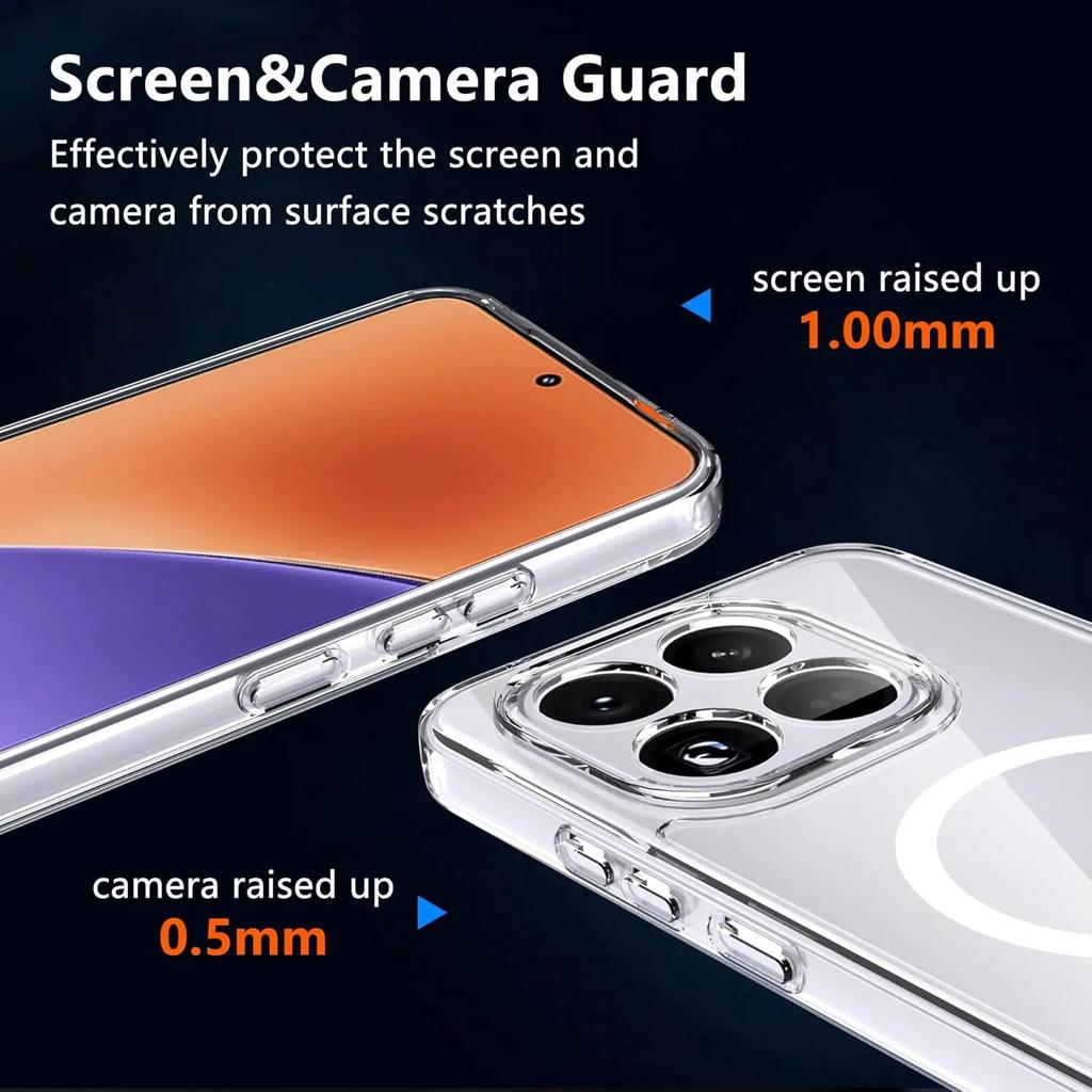 Чехол для Xiaomi 15T 14T Pro Poco X7 X6 Pro 15 UIltra Новый Прозрачный Магнитный Беспроводная Зарядка Ударопрочный Funda Для Magsafe Чехол