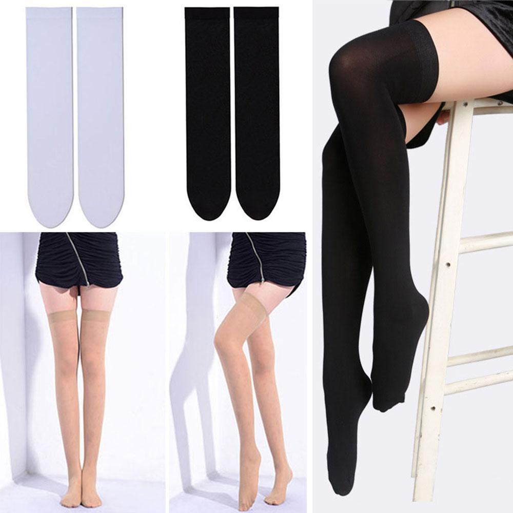 New Design Black White Skinny Stockings Over Knee Thigh High Long Cotton Stockings Sexy Stocking