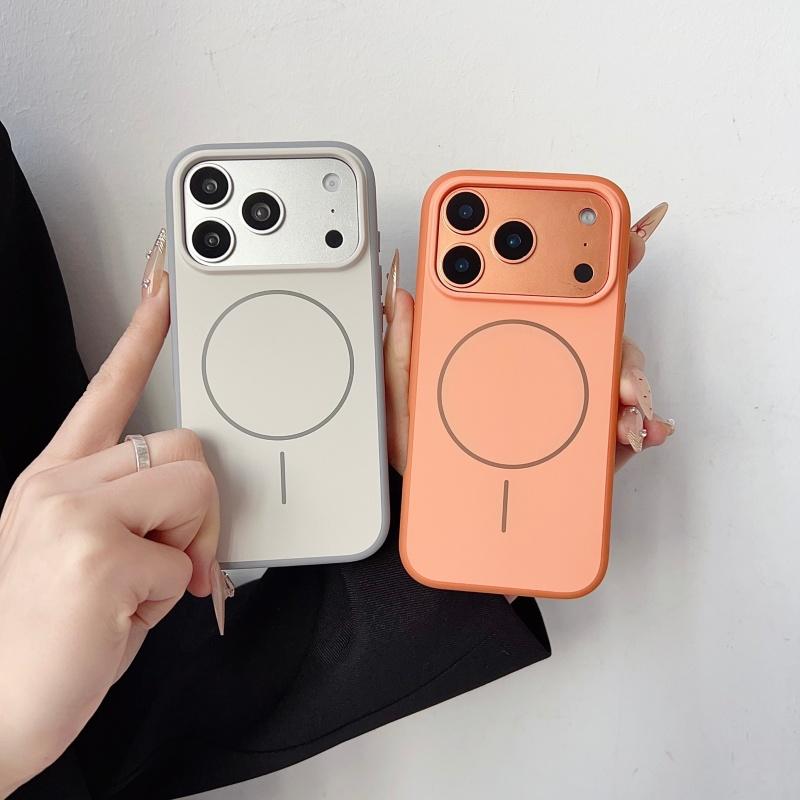 Чехол для IPhone 17 16 15 Pro Max 17Air с магнитной поверхностью, ощущением кожи, из ПК, с аппаратной кнопкой, ударопрочный, для беспроводной зарядки, задняя крышка