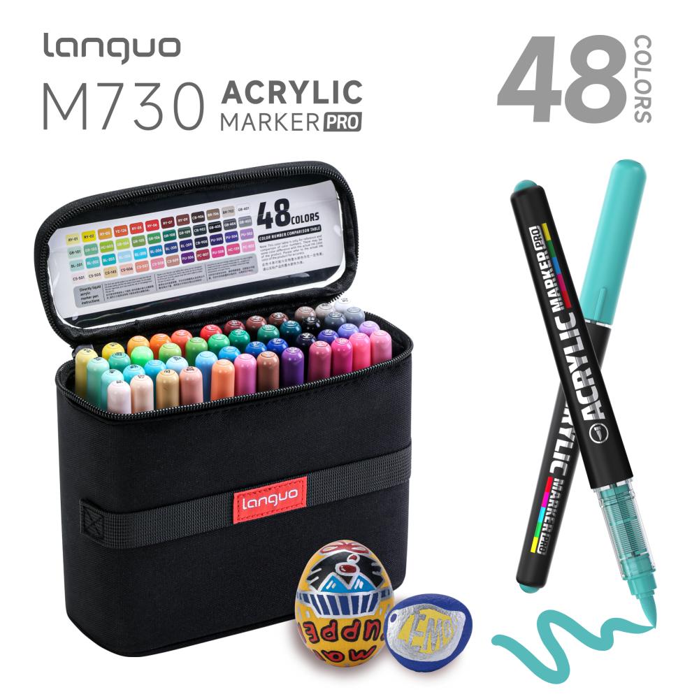 Languo 48/72/96 Colors Vivid Colors Acrylic Markers Direct Liquid for Drawing Painting Sketching Comics Design Art Marker Pens