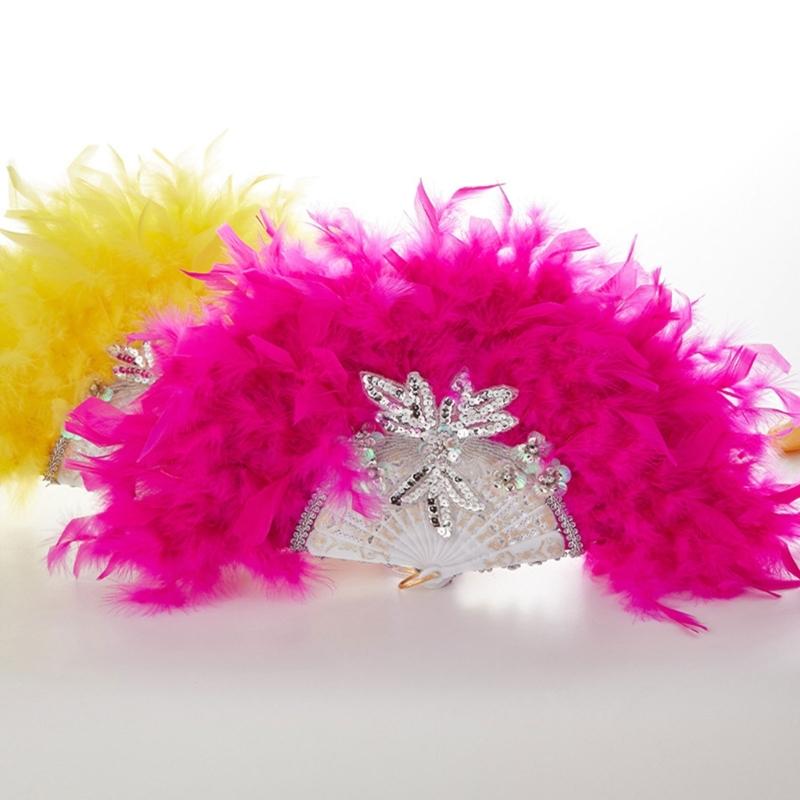 Chinese Hand Fan Feather Palaces Fan for Costume Props Party Dancing Performances Props Wedding Decorations Travel