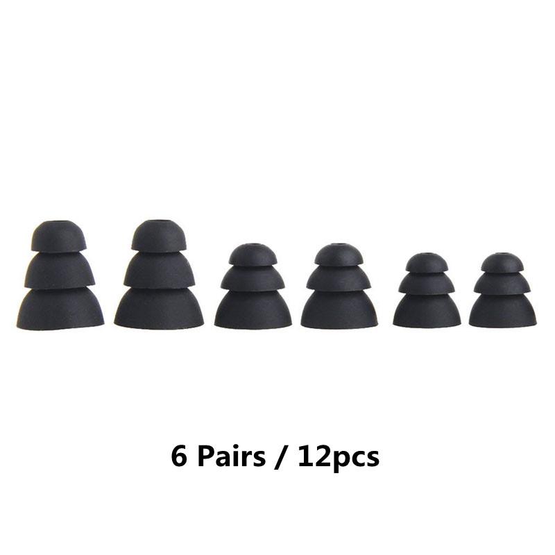 12 PCS/6 Pairs Three Layer Silicone Pads In-Ear Earphone Covers Cap Replacement Headphone Tips Earbuds Ear Pads for Headset