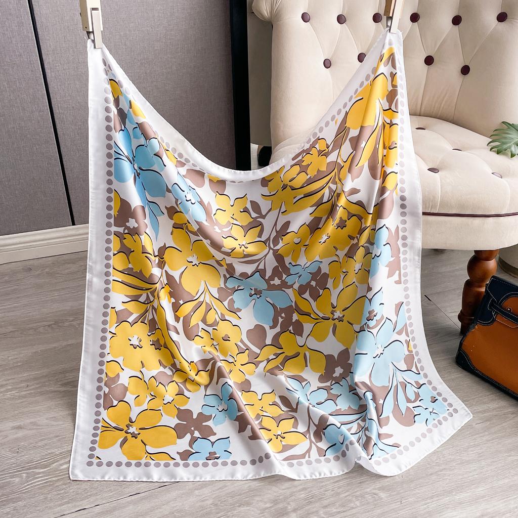 New Spring and Summer Design Luxury 90cm Women Scarf Sunscreen Foulard Shawl Hijab Female Hair Hijab Wraps Neckerchief Bandanda