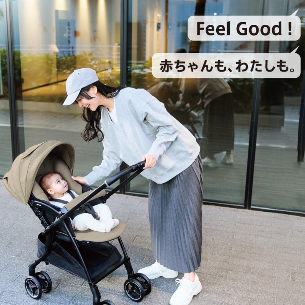 Прогулочная коляска Aprica Lacuna cushion AH от 1 до 36 месяцев Легкая автоматическая 2217030 Тип A двусторонняя 4-колесная (бежевый) [модель 2025 г.]