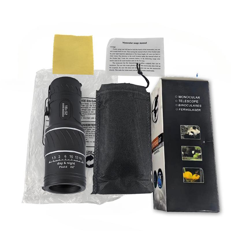Монокулярный бифокальный оптический телескоп 16x52 для спорта на открытом воздухе с одной трубкой высокой четкости ночью