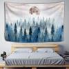 Nature Forest Mountain Tapestry Misty Pine Tree Tapestry Foggy Woodlands Landscape Tapestries Wall Hanging for Living Room Dorm