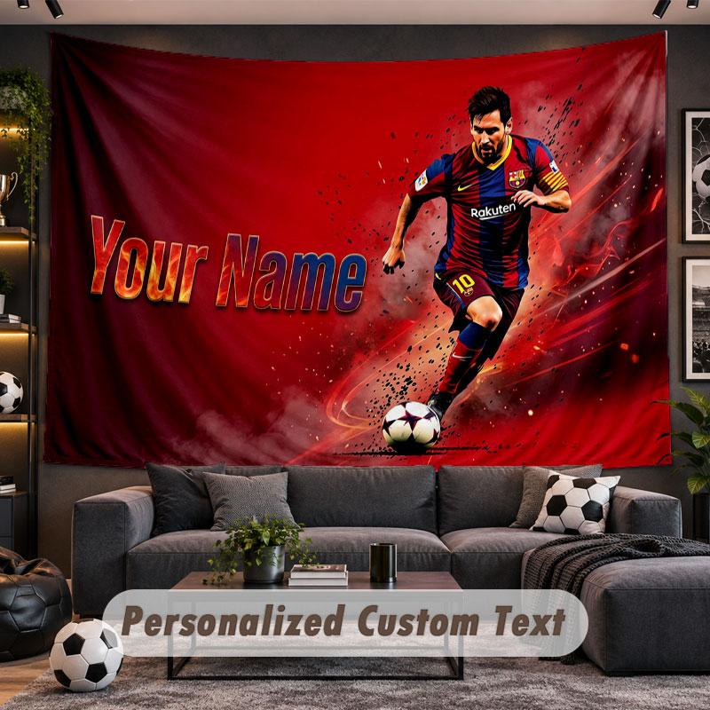 Wall Hanging Tapestry Custom NameLionel Messi Pattern Personalized Printed Fabric Wall Decor