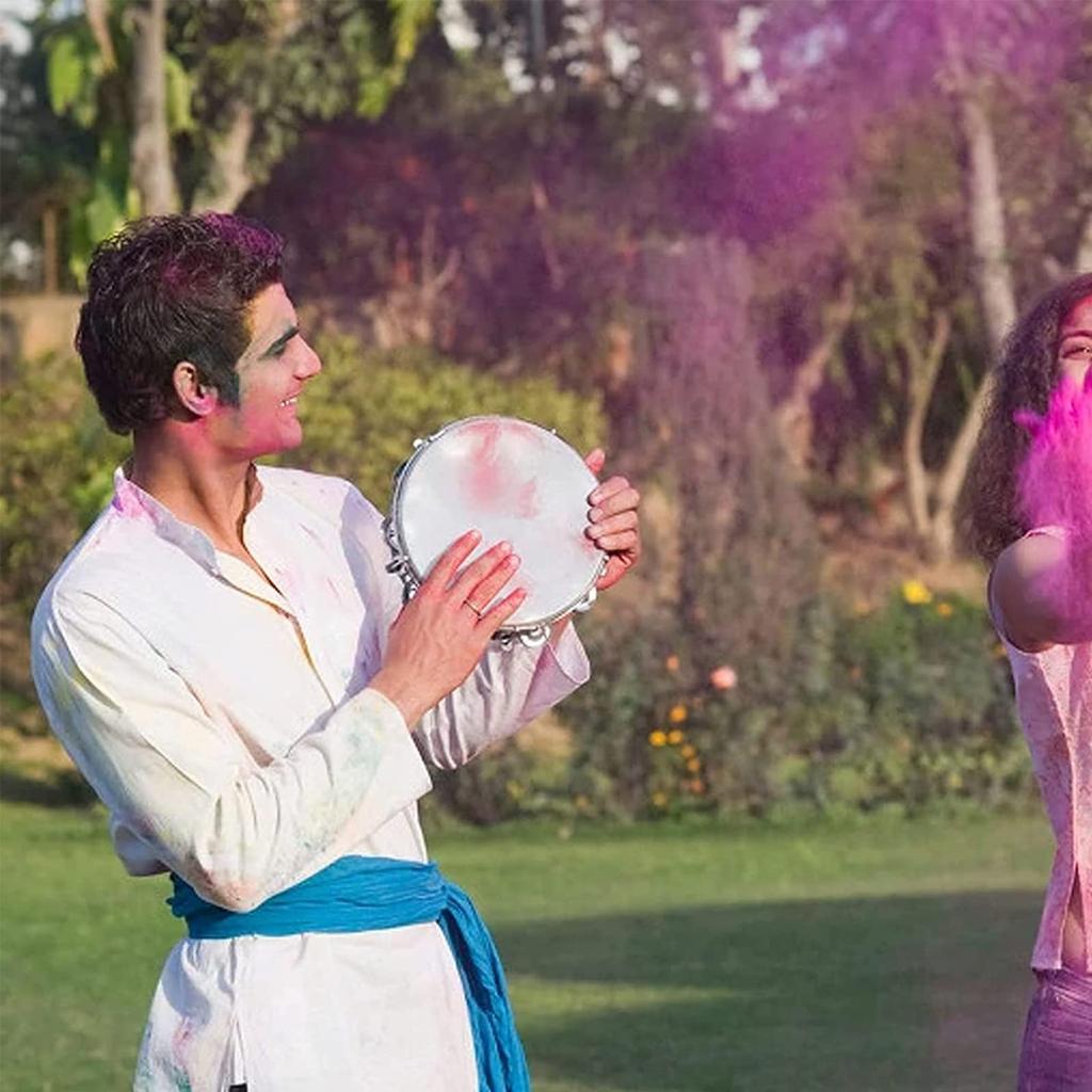 Yunya Yoshino Tambourine with Leather Round Educational Percussion Instrument Hand Drum Performance Musical Instrument Percussion Drum Bell