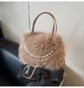 Autumn Furry Portable Small Bag Fashion Pearl Small Square Bag Autumn and Winter Textured Ladies Crossbody Furry Bag