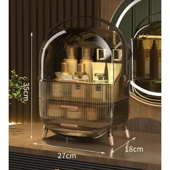 Большая вместительная коробка для хранения косметики, водонепроницаемый пылезащитный настольный органайзер для макияжа, прозрачный ящик для хранения средств по уходу за кожей