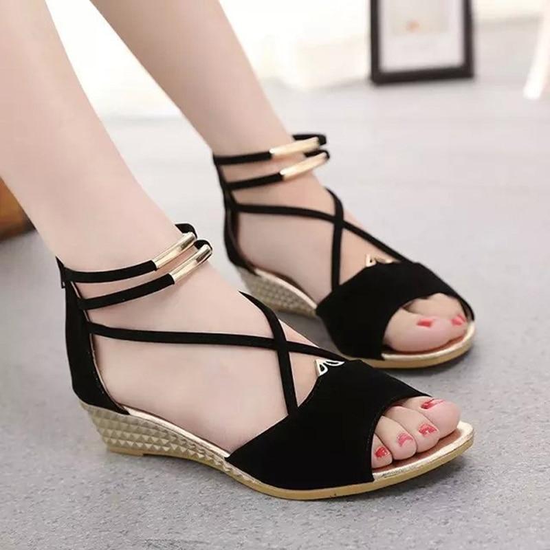 Peep Toe Open Toe Wedge Heel Sandals for Women Summer Outdoor Daily Holiday Wear Comfortable Non-slip Ladies Summer Walking Shoes