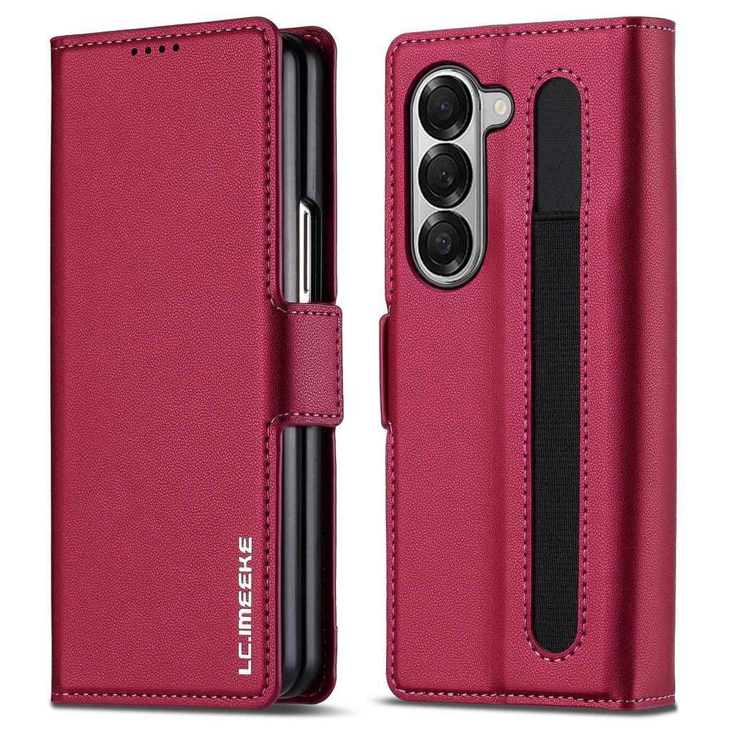 LC.IMEEKE L1 Для Samsung Galaxy Z Fold6 5G Чехол-подставка Текстура ПУ-кожа Кошелек Чехол для телефона