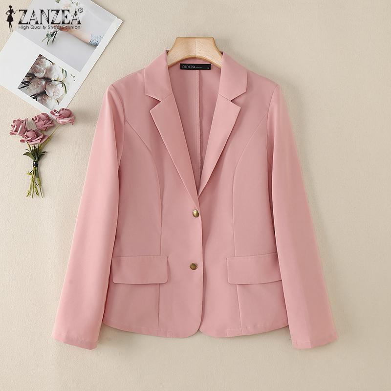 ZANZEA Женский повседневный тонкий кардиган с длинным рукавом и отложным воротником, верхняя одежда