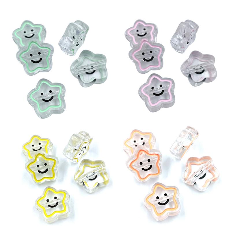 5 шт. 19 мм акриловые капельницы масла прозрачные пентаграммы смайлик бусины DIY ручной работы ожерелье из бисера веревка аксессуары для волос