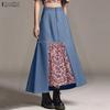 Женские принтованные лоскутные свободные повседневные А-силуэта длинные юбки