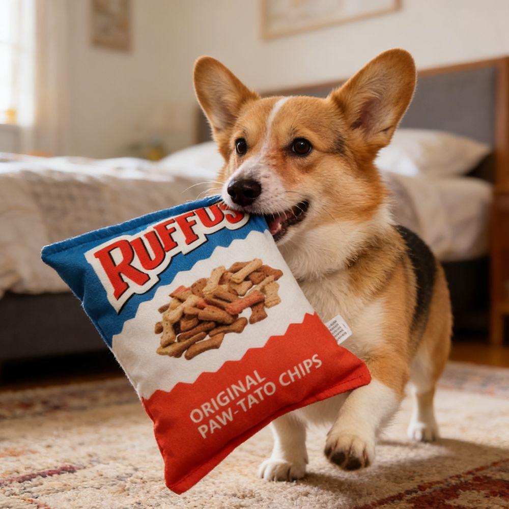 Clean Teeth Plush Potato Chip Toy Creative Chew Training Toy Soft Dogs Gnawing on Toys  for Pets