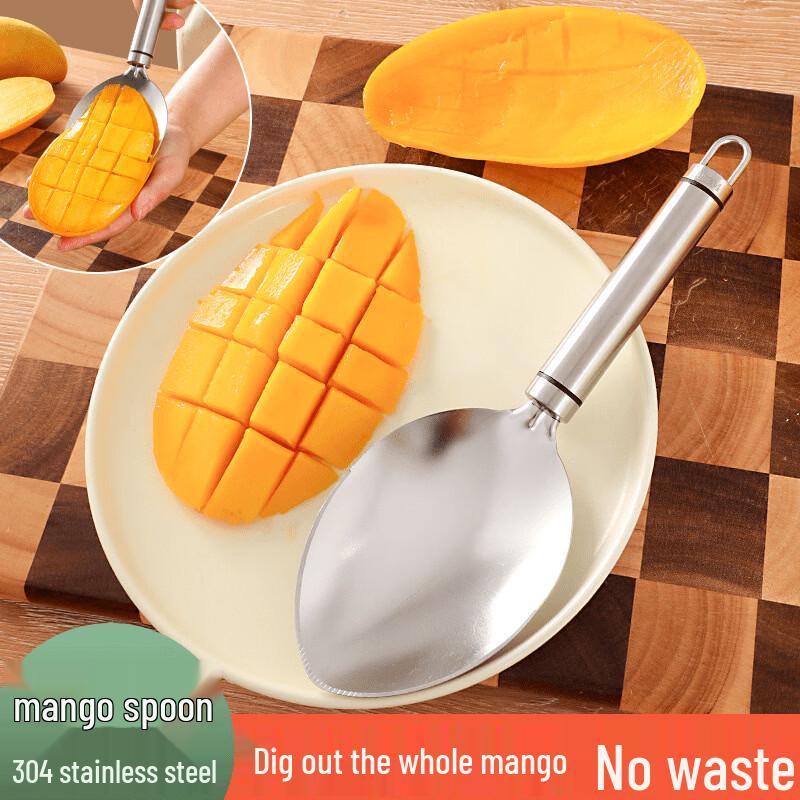 Stainless Steel Mango Slicer, Peeler & Spoons Set