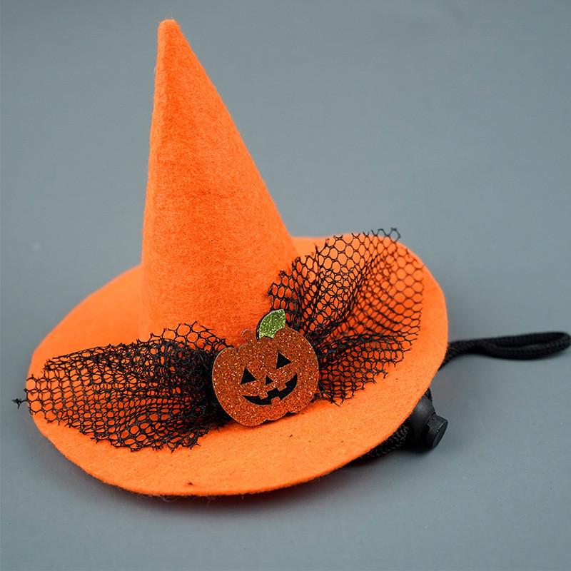 Witch Pet Hat Costume Accessory With Pumpkin And Bat Designs For Wear Halloween