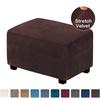 Velvet Stretch Rectangle Ottoman Stool Cover Elastic Square Footstool Slipcover Footrest Chair Covers Furniture Protector Cover