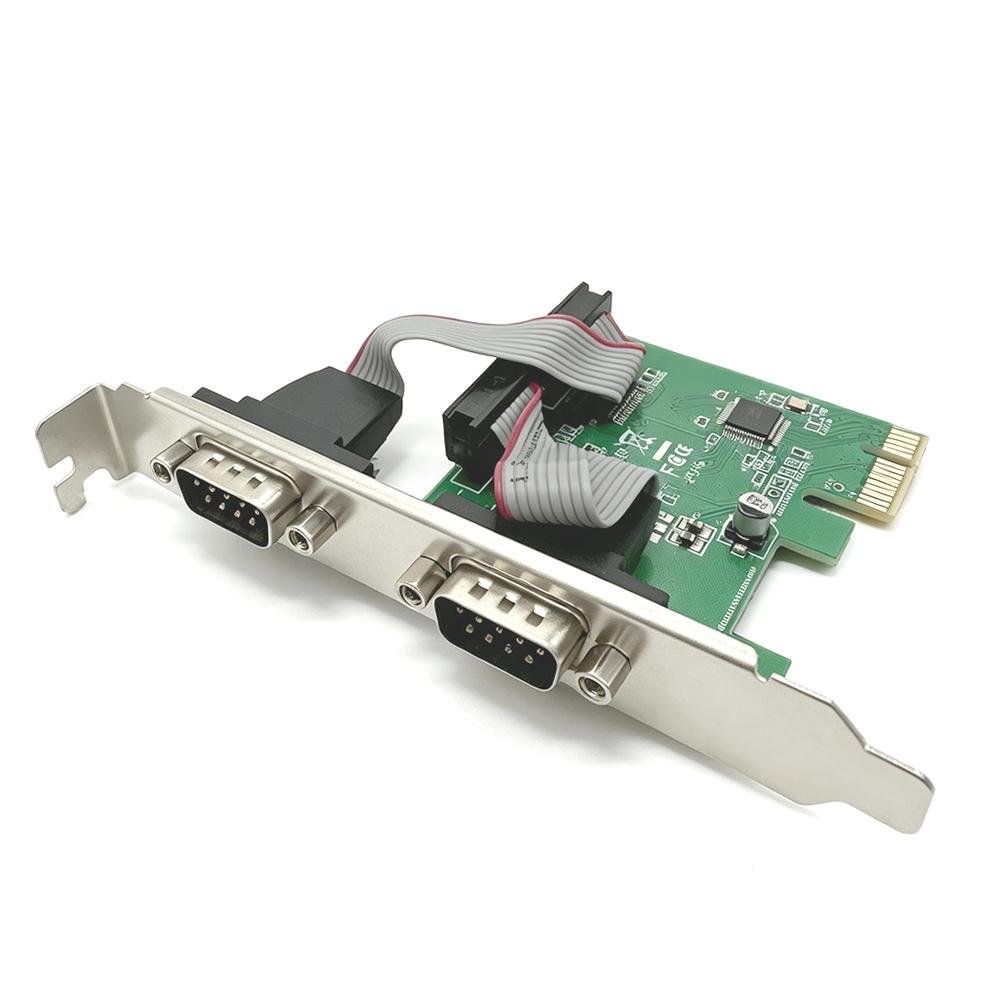 PCI-E X1 2 Ports RS232 Serial Port Expansion Card WCH382 Chip 2 DB9 COM Ports PCI Express 1.0 x1 Controller Adapter Board for Desktop PC