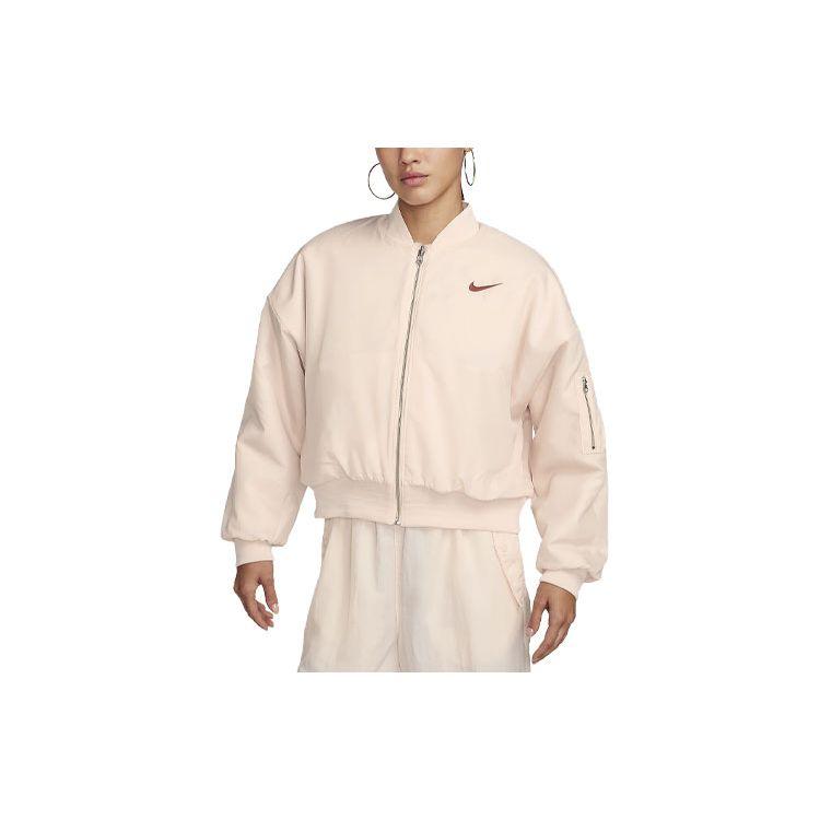 Nike Женская спортивная куртка-бомбер из искусственного меха, двусторонняя, светло-розовая FB8693-838