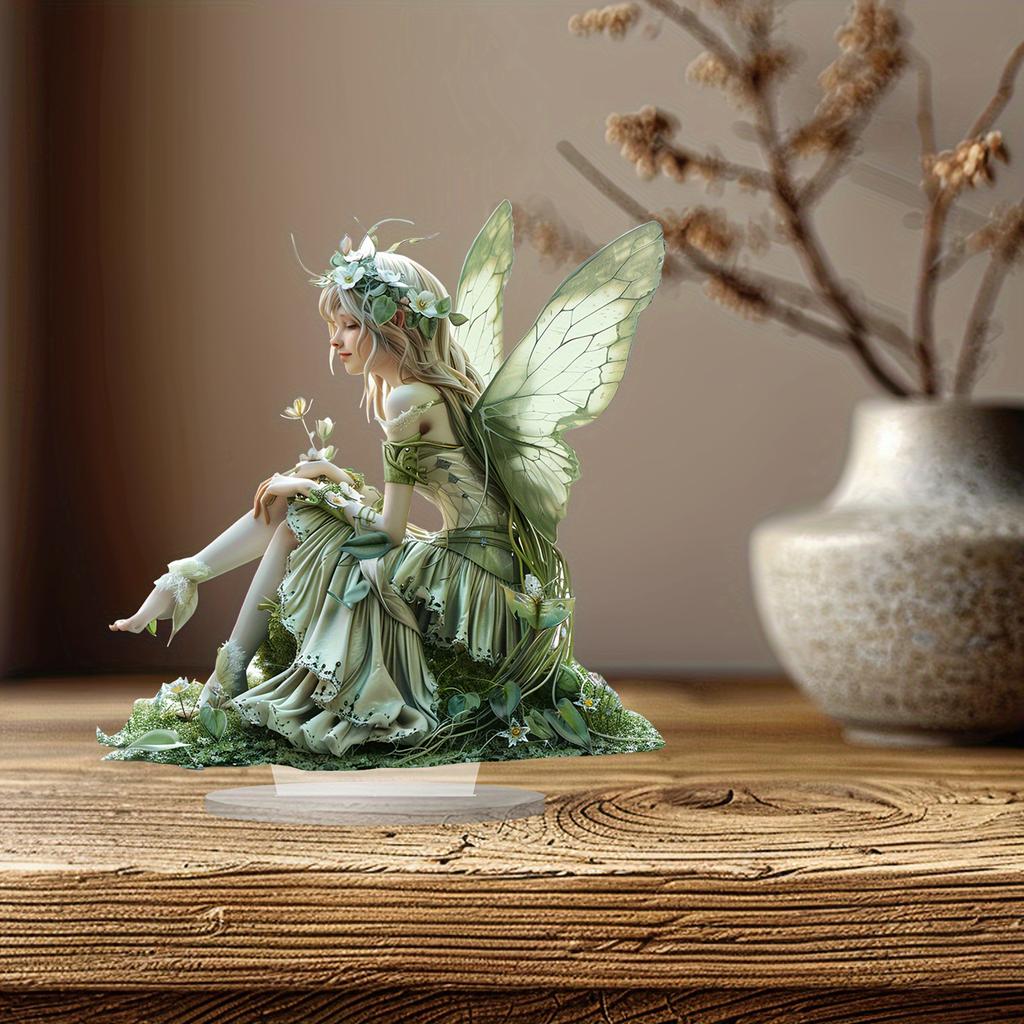Зеленый ангел и фея украшения для интерьера фея декор акриловая вывеска настольный декор презент