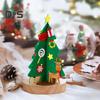 Felt Christmas Tree Mini Xmas Desktop Figurine DIY Tree Set with Santa Snowflake Cane Accessories for Toddlers