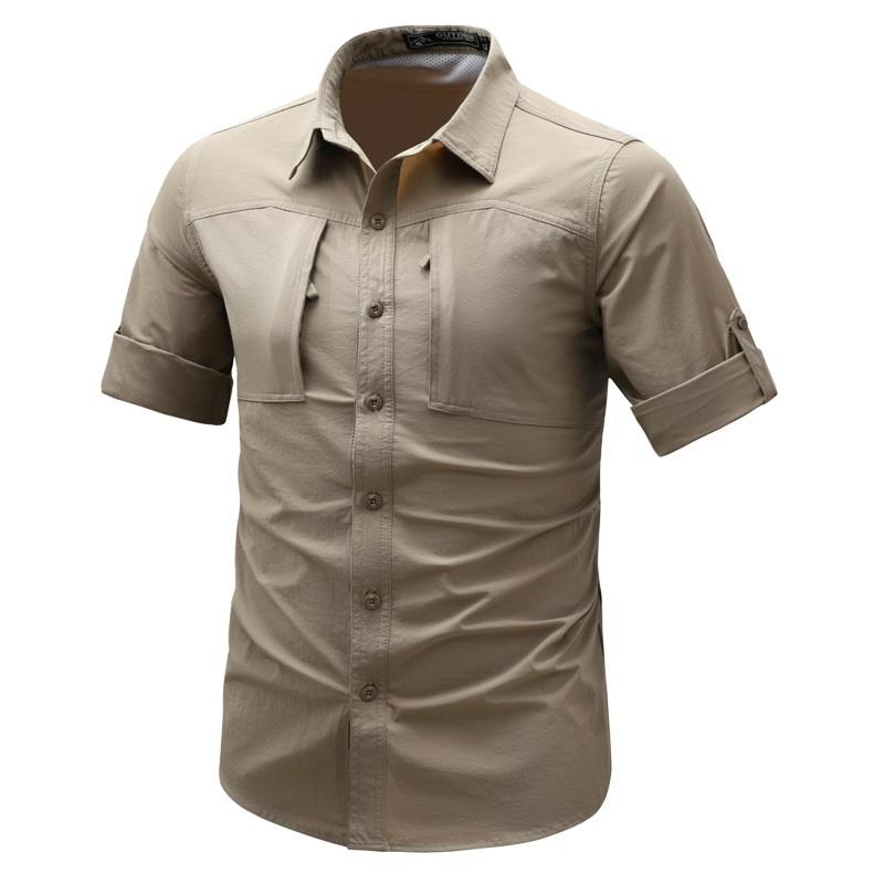 Весенняя быстросохнущая рубашка с длинными рукавами, мужская повседневная рубашка на весну и осень, хлопковая тонкая рубашка с длинными рукавами и карманами