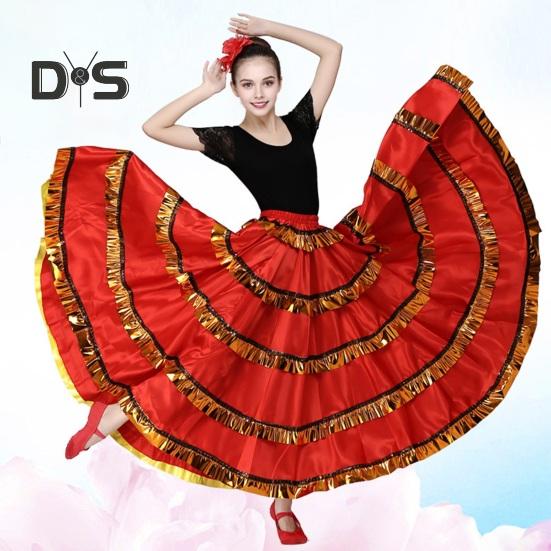 Женская макси-юбка с эластичной резинкой на талии, многослойная юбка-торт, красная, черная, 360-градусная негабаритная юбка, одежда для выступлений на сцене