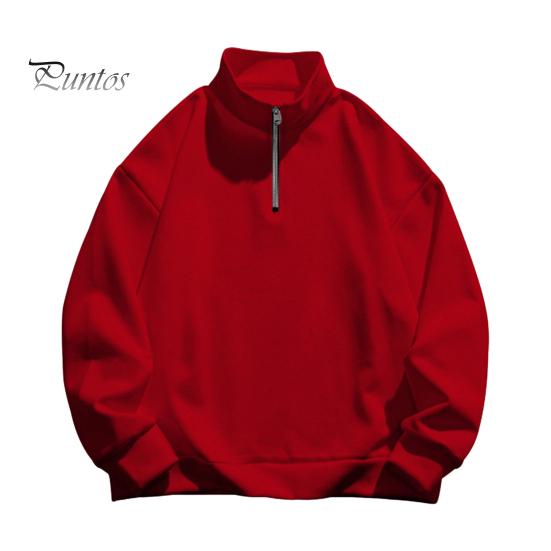 Мужская толстовка с застежкой-молнией и воротником-стойкой, с длинными рукавами, однотонный пуловер средней длины, спортивный повседневный топ, легкая одежда для путешествий, офиса, повседневной носки