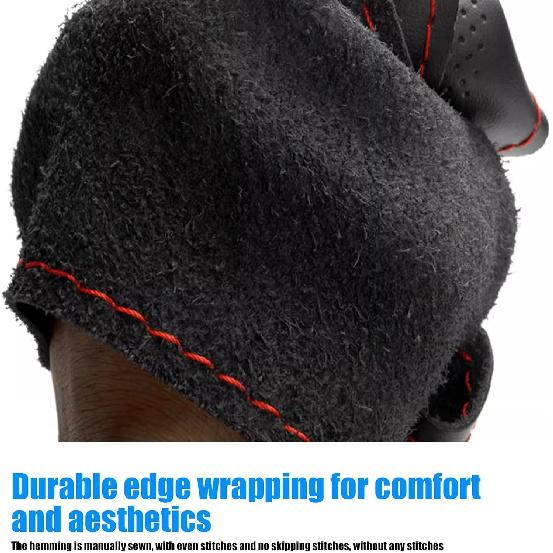 Leather Steering Wheel Cover, Universal Non-Slip Stitch On Wrap, DIY Car Brown