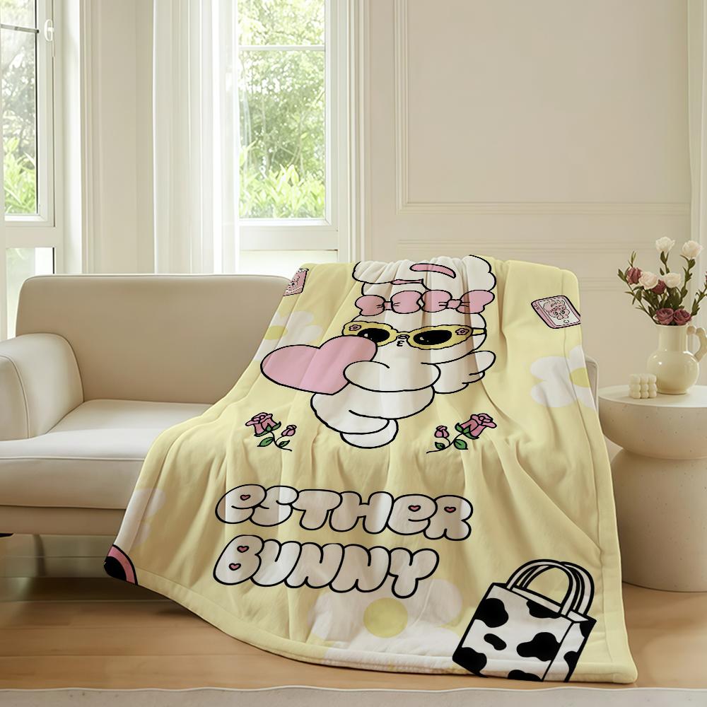 Мультяшное милое одеяло E-ESTHER B-BUNNY для дивана, офиса, кровати, самолета, путешествий, сна, чтения, отдыха, кемпинга. Мягкое и теплое