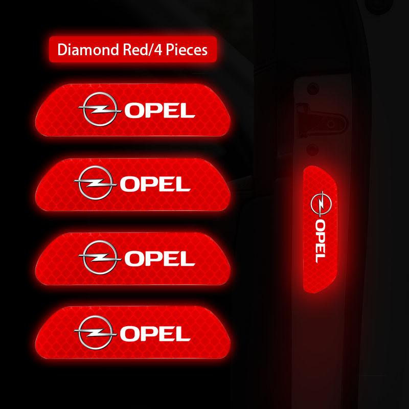 4Pcs Car Door Sticker Safety Warning Reflective Mark For Opel Astra GTC Insignia Antara Meriva Zafira Vectra Mokka Corsa Grandla