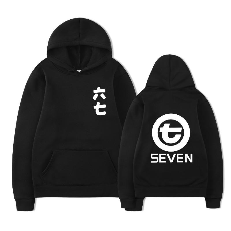 Wu Liuqi Number Hoodie Men's and Women's Harajuku Pullover Street Wear Unisex Autumn Winter Plushed Tops Oversize Sweater