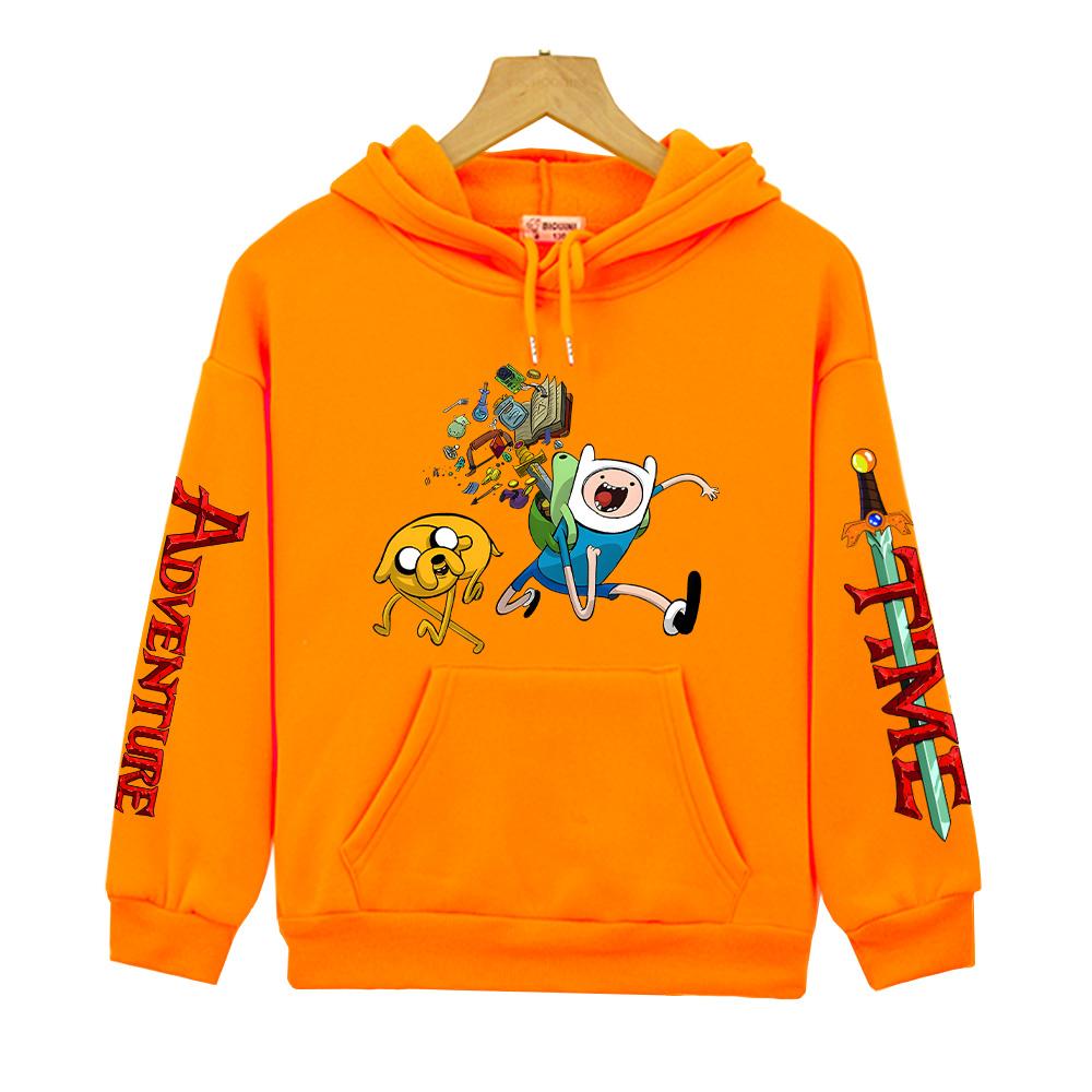 Худи с принтом Adventure Time Аниме Осень и Зима Детская одежда Пуловеры Уличная мода Мальчики и Девочки толстовка Удобное Худи Милые Топы
