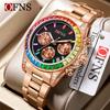 Analog Watches Luxury Quartz Movement Men's Chronograph Rainbow Bezel Watch Waterproof Reloj Uhren Herren