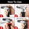 Professional kitchen cooking torch with lockable flame adjustment, mini lighter suitable for barbecuing (gas not included)