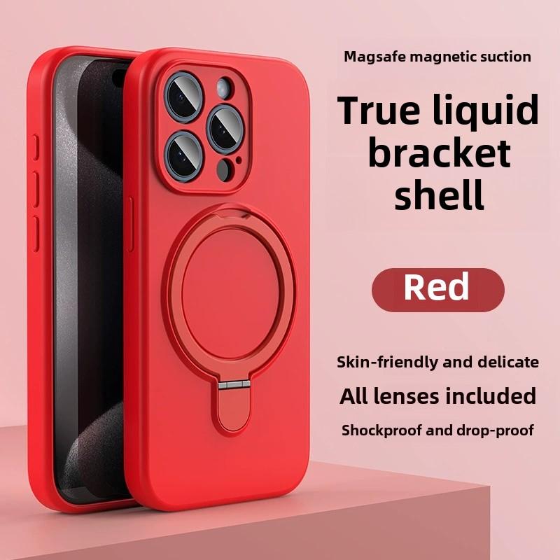 Чехол-подставка с магнитным кольцом из жидкого силикона для Magsafe IPhone 17 Air 16 15 14 13 12 Pro Max Plus 17Pro Mag Safe Чехол для телефона