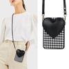 Crossbody Lanyard Leather Strap Heart Card Holder Houndstooth Case For Samsung Galaxy Z Flip 3 4 5g Zflip3 Z Flip3 Flip4 Cover