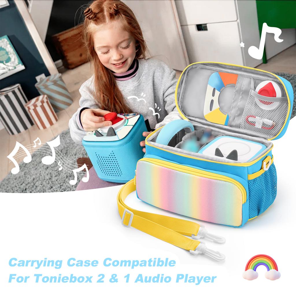 Carrying Case for Toniebox 2/1 Audio Player Carrying Travel Bag for Toniebox 2&1 Headphones & Charging Station w/ Shoulder Strap