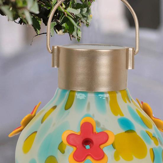 Кормушка для колибри с солнечной подсветкой, водонепроницаемая, для подвешивания на улице, в саду, во дворе, с автоматическим освещением, полуавтоматическая, стеклянная, для кормления птиц