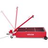 Low Profile Oil Drain Pan, 75.7 L Capacity, Rolling Oil Drain Pan with Manual Pump, 2.2 m Hose & T Folding Handle, Leak-proof & Corrosion-resistant,