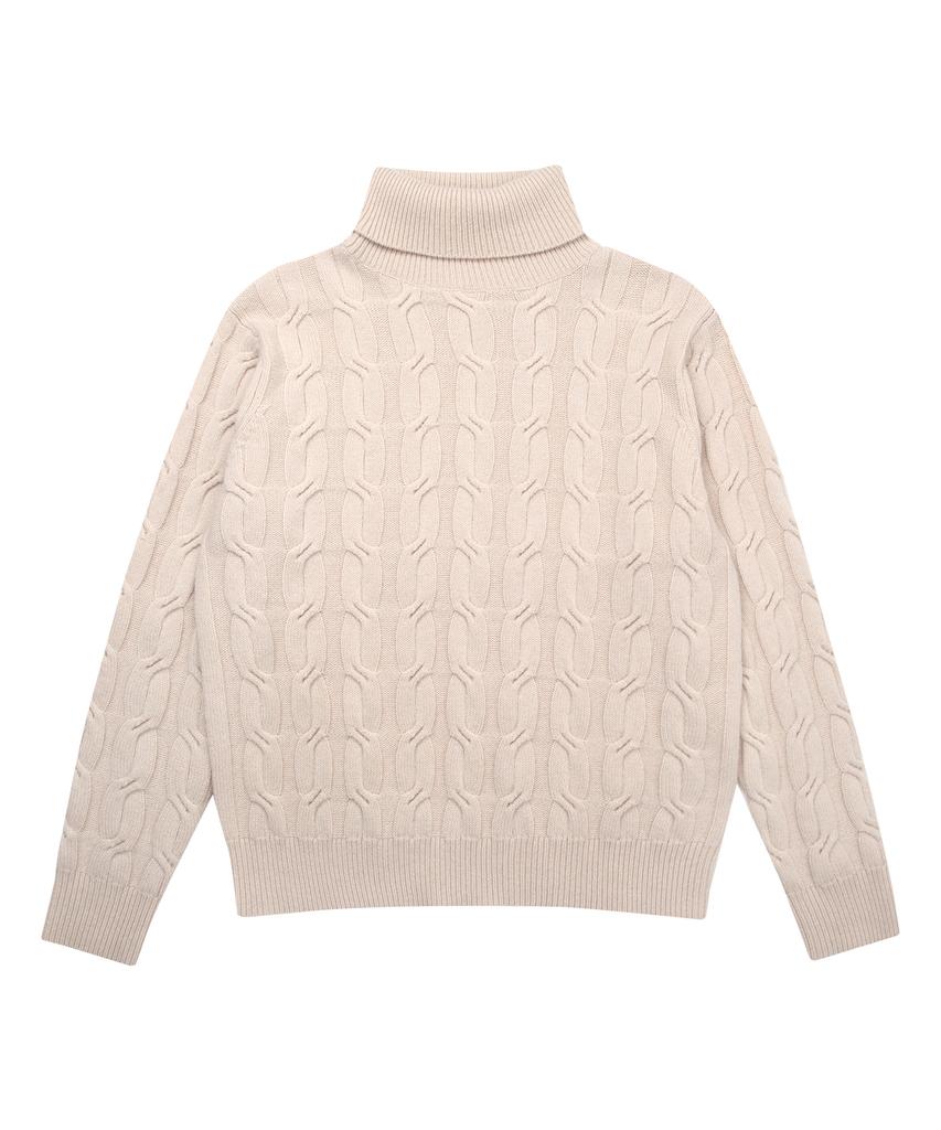 SOLEW Turtle Cable Sweater_Beige