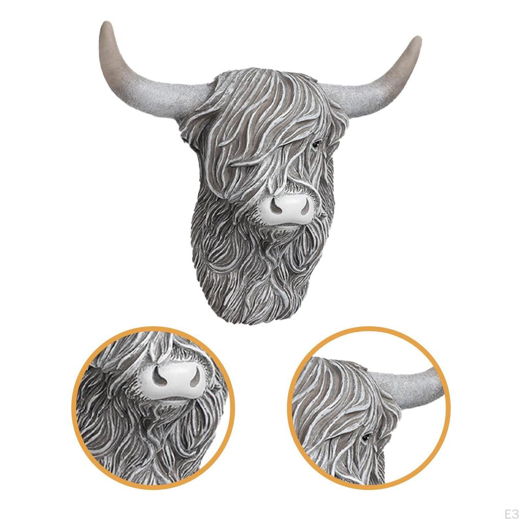 Cow Decor Head Figurine Resin Cute Animal Wall Hanging Decoration for Park Farm